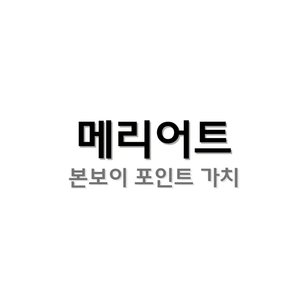 메리어트 본보이 포인트 가치